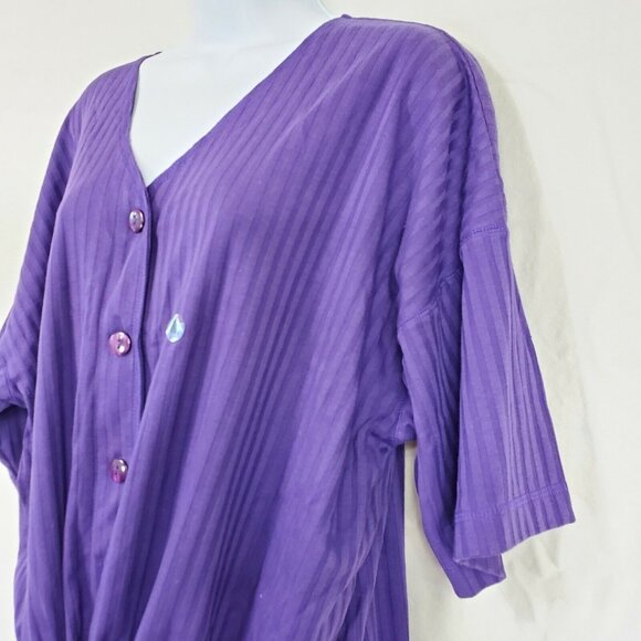 Lerner New York Women's Purple V- Neck Button Front Top Size M NWT - Picture 4 of 10